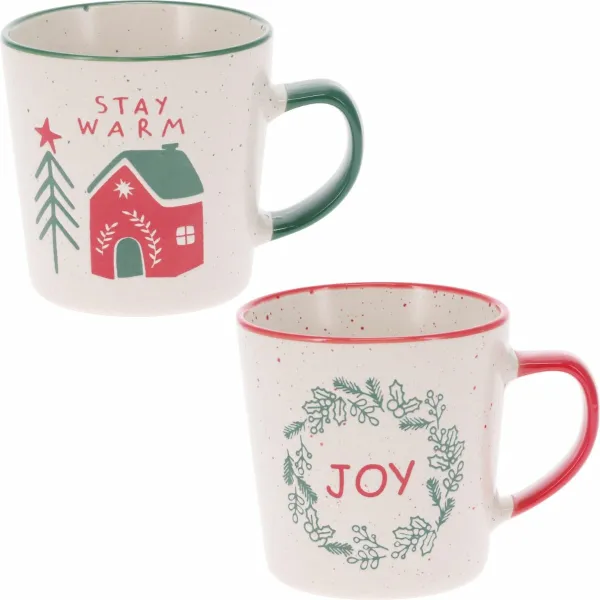 Súprava 2 kameninových hrnčekov Stay Warm/Joy 350 ml