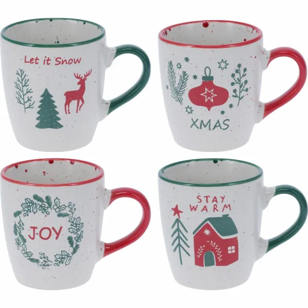 Súprava 4 kameninových hrnčekov Let It Snow 200 ml
