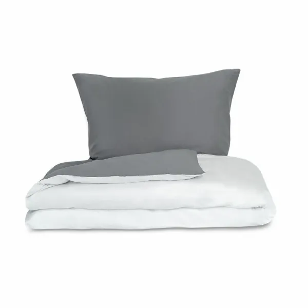 Kvalitex Saténové obliečky Luxury Collection biela/tmavosivá, 140 x 220 cm, 70 x 90 cm