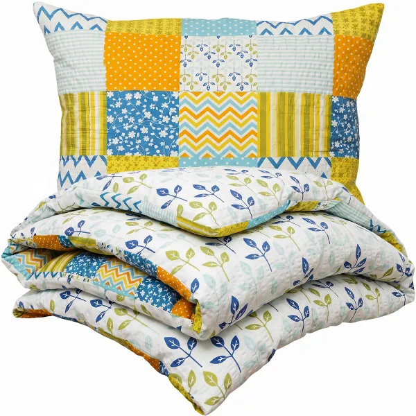4Home Krepové obliečky Patchwork blue, 140 x 200 cm, 70 x 90 cm, 140 x 200 cm, 70 x 90 cm