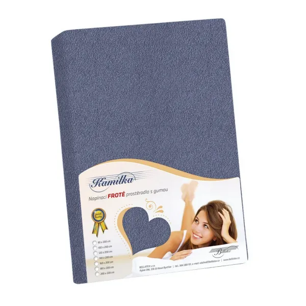 Bellatex Froté prestieradlo na vysoký matrac modrosivá, 180 x 200 + 40 cm