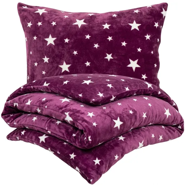 4Home Povlečení mikroflanel Stars violet, 140 x 220 cm, 70 x 90 cm