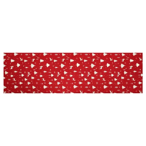 Behúň červený - vianočný vzor, ​​100% polyester, 40 x 150 cm.