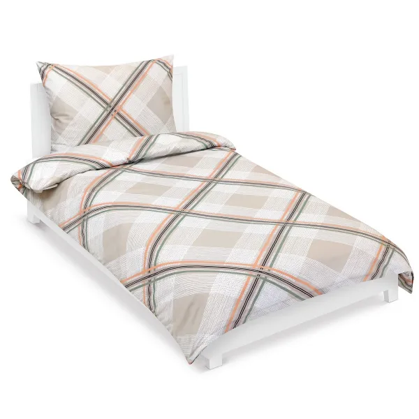 Bellatex Saténové povlečení Kostka béžová , 140 x220 cm, 70 x 90 cm, 140 x 220 cm, 70 x 90 cm