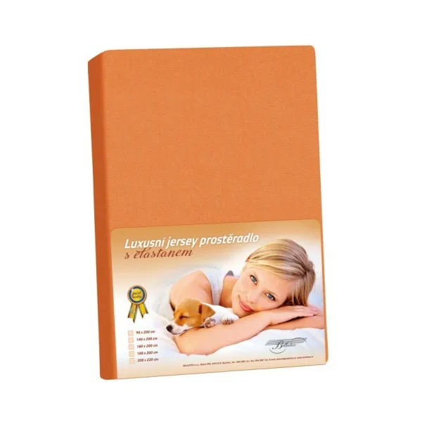 Bellatex Jersey prestieradlo s elastanom mandarínková, 140 x 200 cm