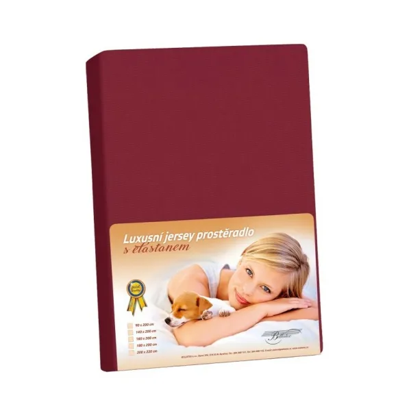 Bellatex Jersey prestieradlo s elastanom bordová, 160 x 200 cm