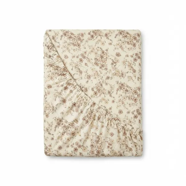 Kvalitex Bavlnené napínacie prestieradlo Kvítíbéžové, 220 x 200 cm, 220 x 200 cm