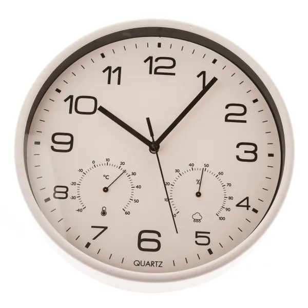 Nástenné hodiny s teplomerom a vlhkomerom 25 cm