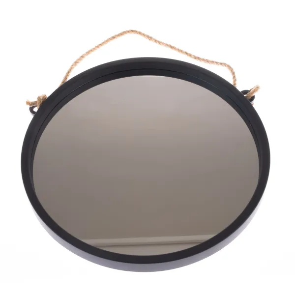 Plastové závesné zrkadlo Embellir čierna, pr. 48 cm, pr. 48 cm