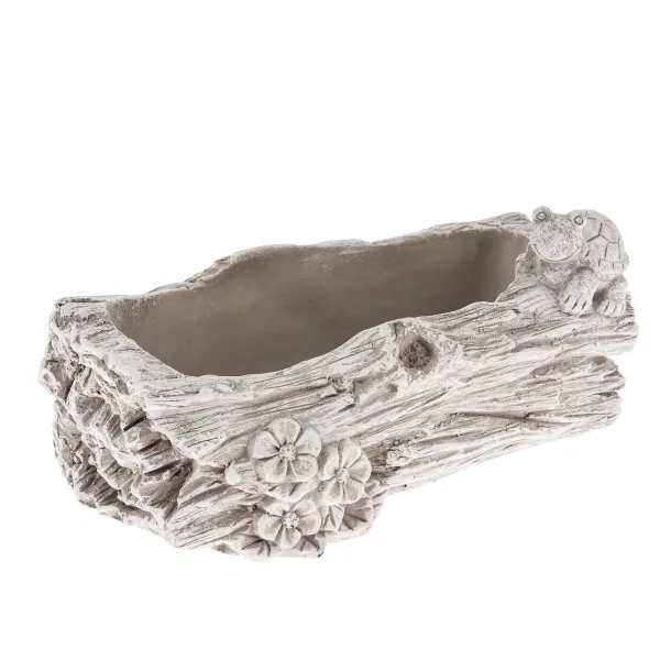 Betónový obal na kvetináč Kmeň s kvetinami sivá, 11 x 21 cm