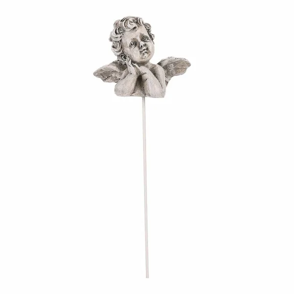 Pietna dekorácia Anjel - pietny zápich, polyresin, sivá