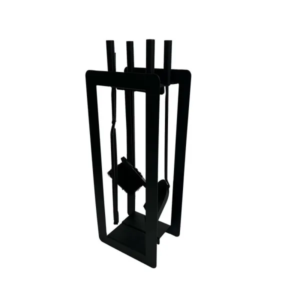 Súprava krbového náradia 60 cm, 4-dielna so stojanom, čierna, kov