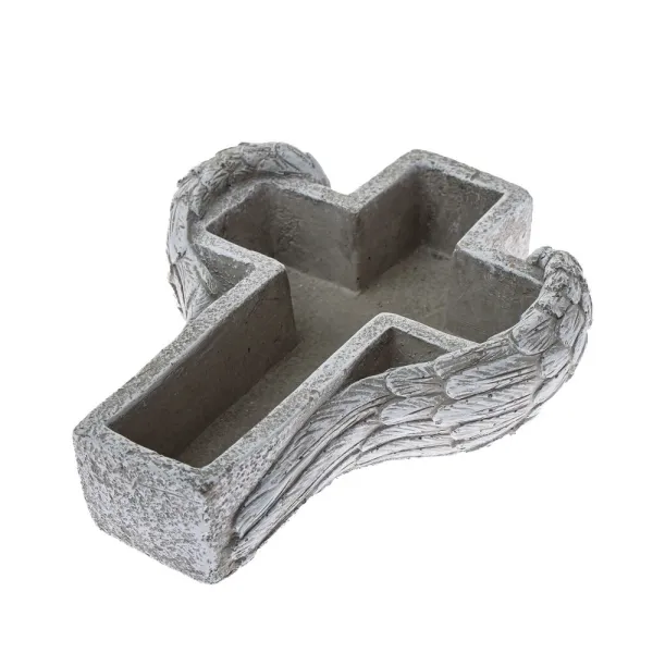 Pietna dekorácia Betónový kvetináč Kríž, 21,5 x 6,5 x 17,5 cm