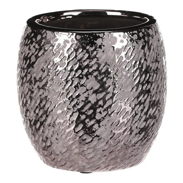 Keramický obal na kvetináč strieborná Silver pr. 14 cm, strieborná