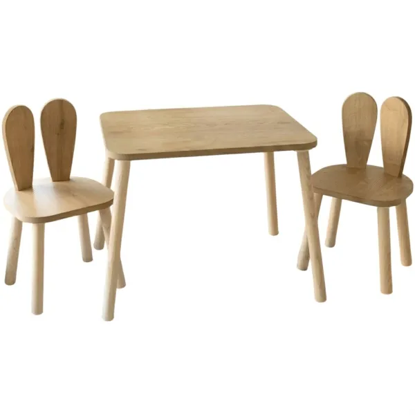 Detská súprava stolíka a 2 ks stoličiek Bunny Two Chair Set - Brown