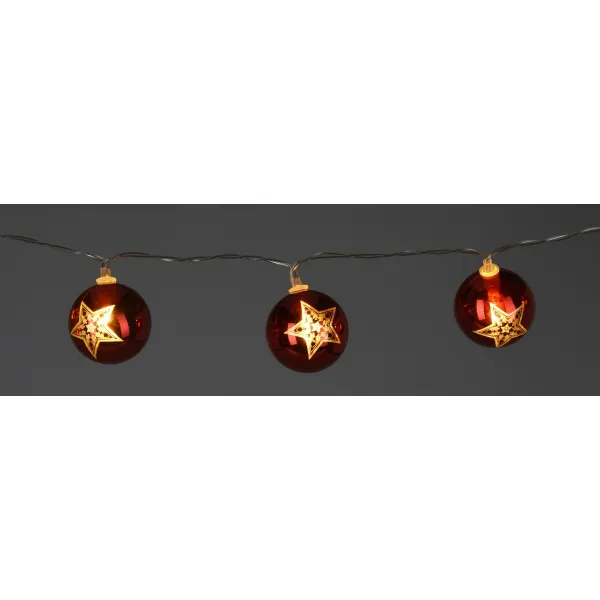 Svetelná vianočná reťaz Stars, 120 cm, 10 LED, farba meď, na batérie