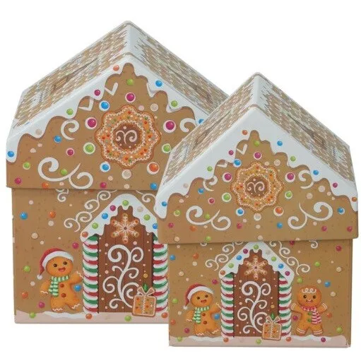 Set vianočných darčekových krabíc Cookie Houses, béžová, 2 ks