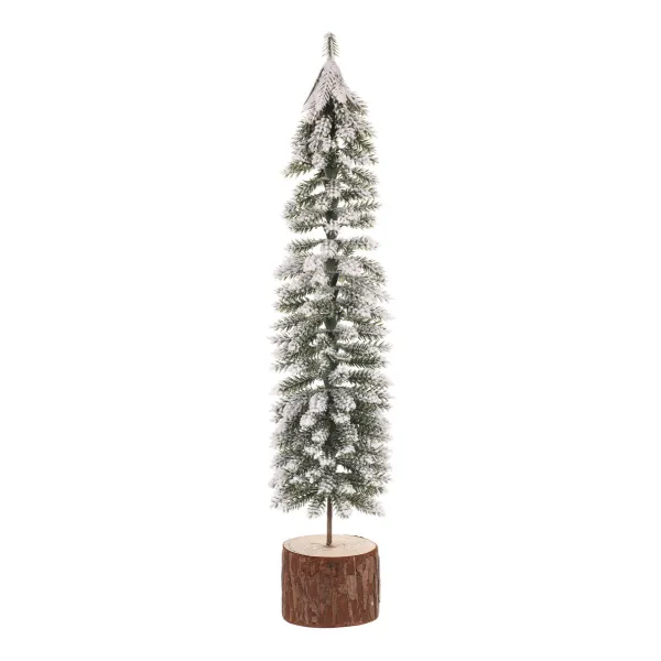 Vianočná dekorácia stromček na kláte zasnežený, 40 cm