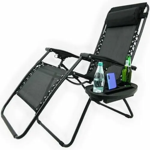 Skladacie záhradné ležadlo ZERO GRAVITY, čierne