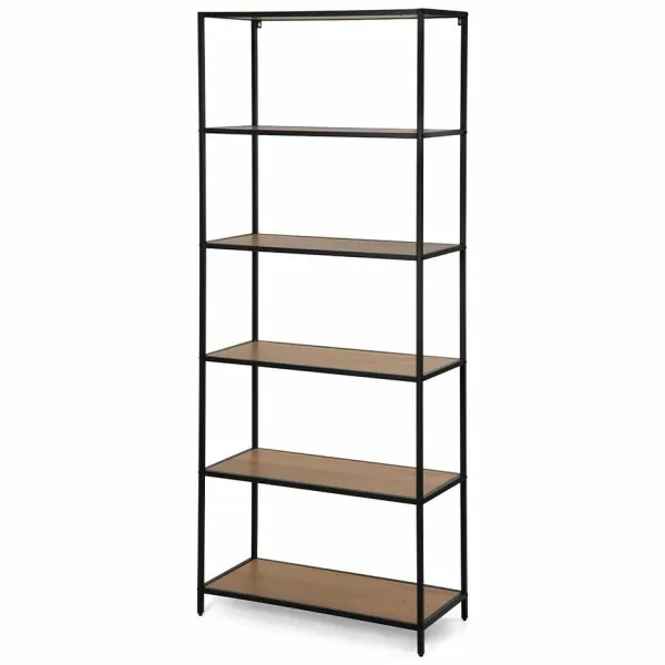 Kovový regál LOFTY Slim Classic Oak, 185 x 77 cm