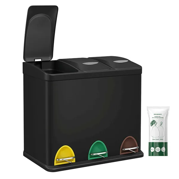 Kovový odpadkový kôš na triedený odpad 3 × 8 l,