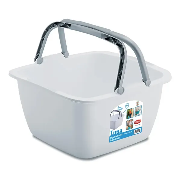 Plastový štvorcový lavór LUNA s úchytmi, 18,5 l