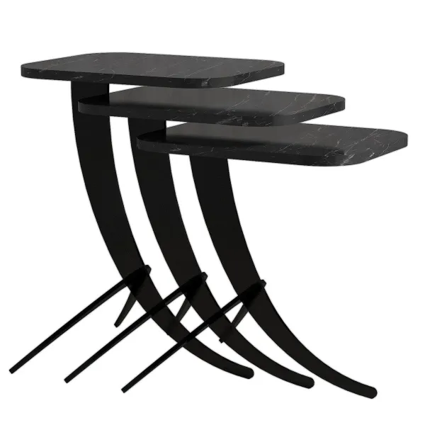 Odkladací stolík Pion Black Marble, 3 ks