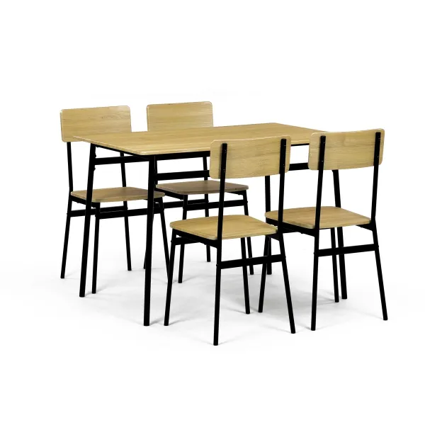 Jedálenský set Industrial so 4 stoličkami, 110 x70 x 76 cm, divoký dub
