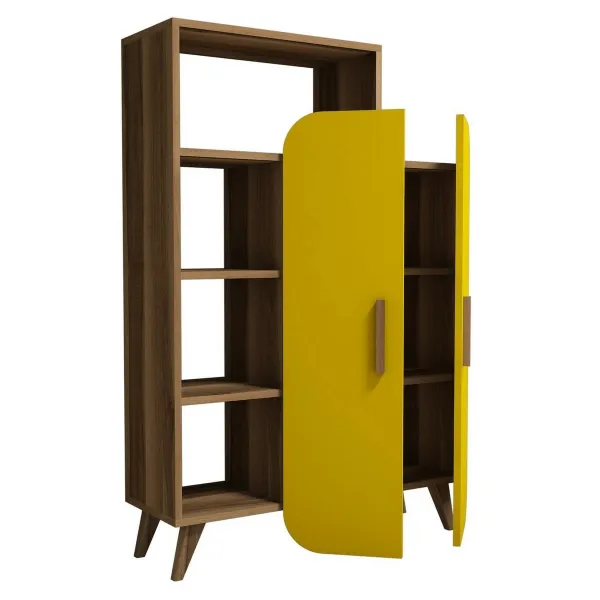 Knižnica Form Yellow and Walnut