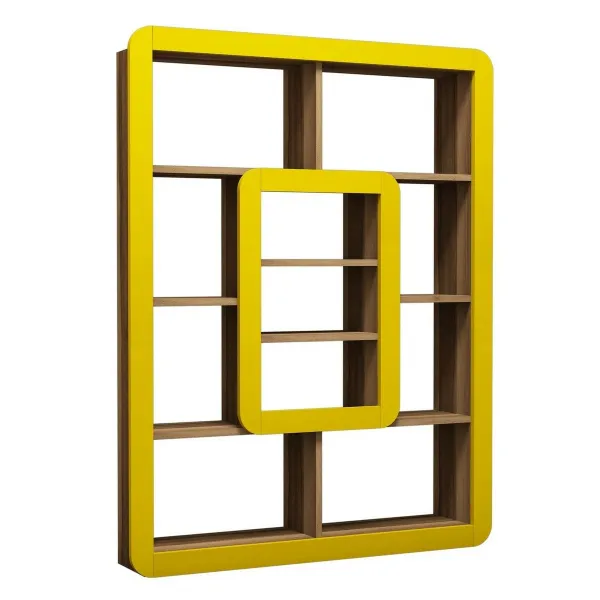 Knižnica Orkide Yellow and Walnut