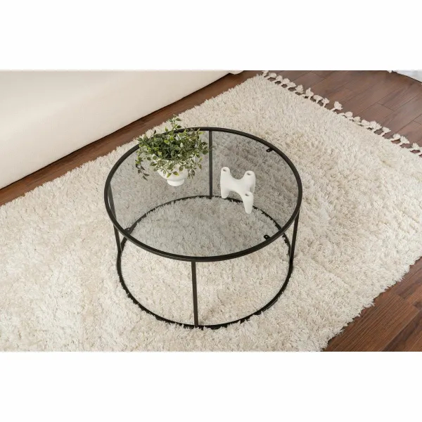 Konferenčný stolík Black s tmavým sklom, 80 cm