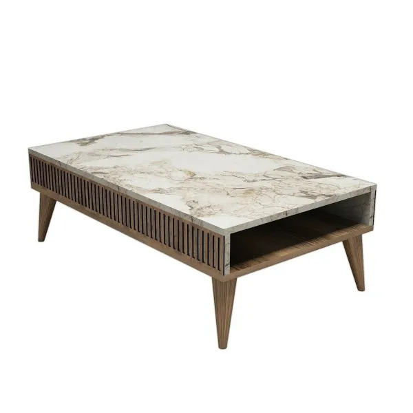 Konferenčný stolík Mila White Marble and Walnut