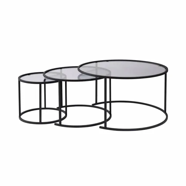 Súprava konferenčných stolíkov Aurum Black and Grey 80 cm, 3 ks