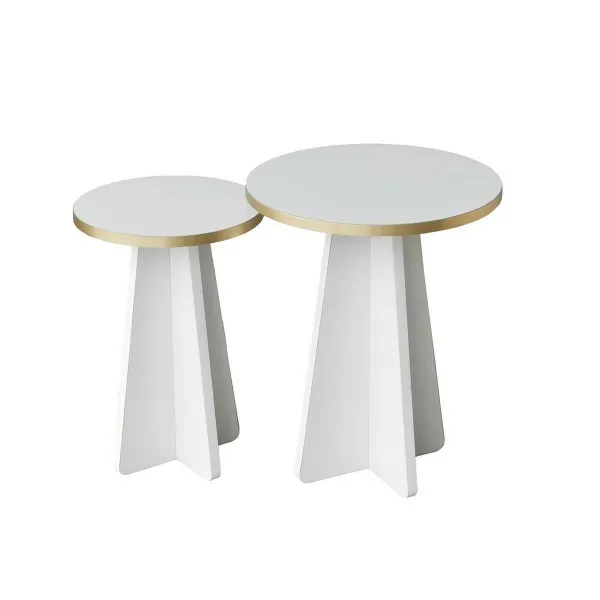 Súprava konferenčných stolíkov Mushroom Gold and White, 2 ks