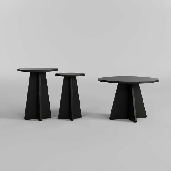 Súprava konferenčných stolíkov Mushroom Black, 3 ks