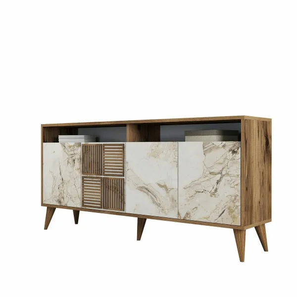 Skrinka Milan Walnut and White Marblemramoru