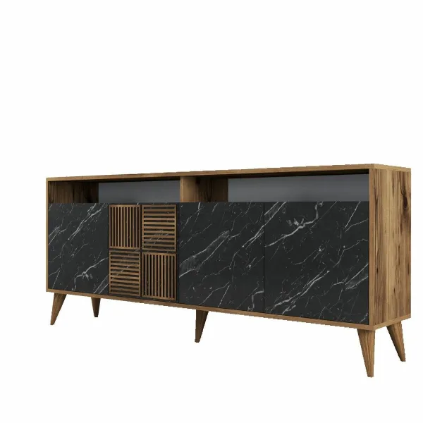 Skrinka Milan 2 Walnut and Black Marble