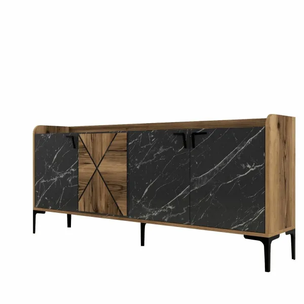 Skrinka Venedik Walnut and Black Marble
