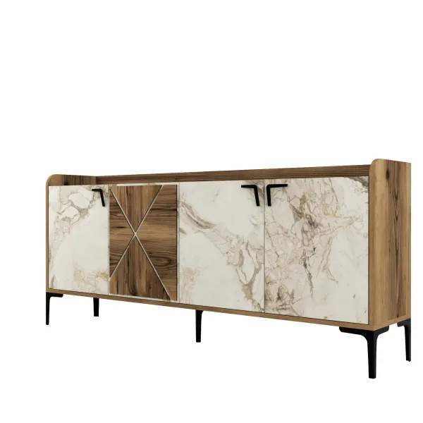 Skrinka Venedik Walnut and White Marblemramoru