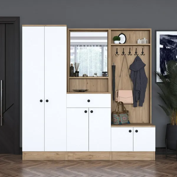 Predsieňová zostava Pome White and Walnut II