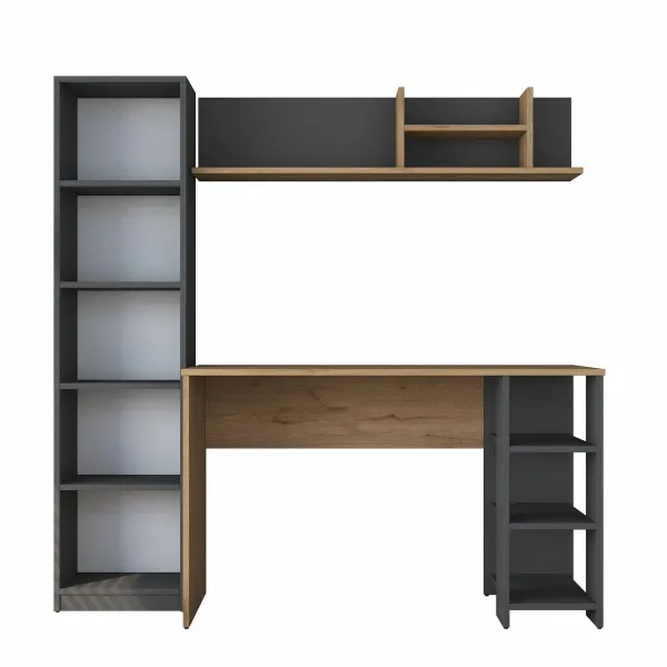 Pracovný stôl s knižnicou Hado Walnut and Anthracite