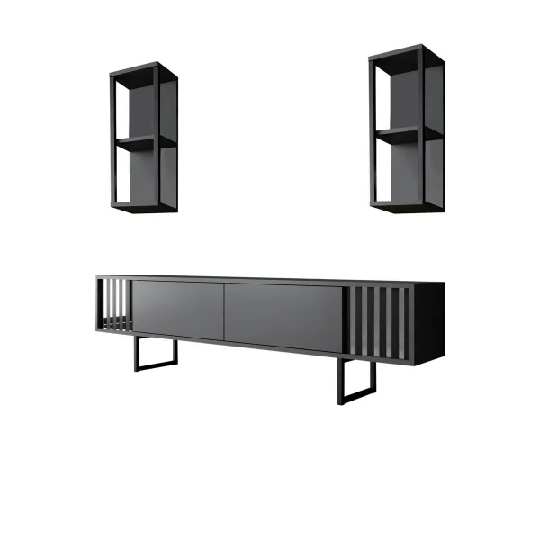 Televízny stolík s policami Chrome Anthracite and Black