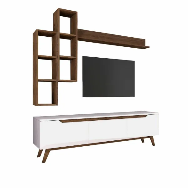 Televízna stena Mia Walnut and White