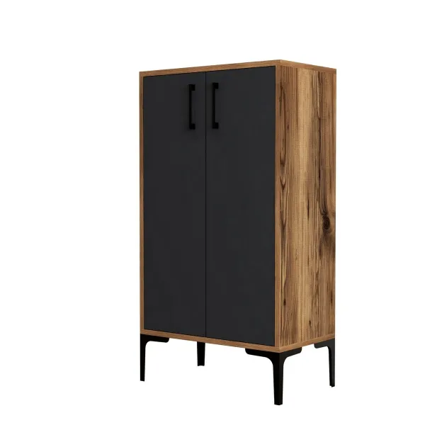 Skrinka na topánky Prag Walnut and Anthracite