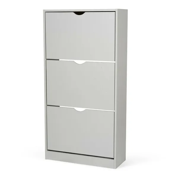Skriňa na topánky s výklopnou dverou POINT Slim 3, svetlošedá