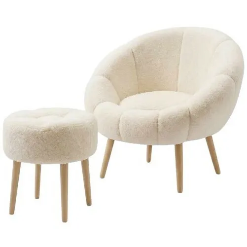 Kreslo s taburetom Chair & Pouf Cream