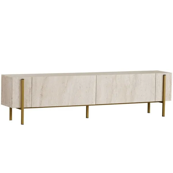 Televízny stolík Glamour – Travertine, Gold