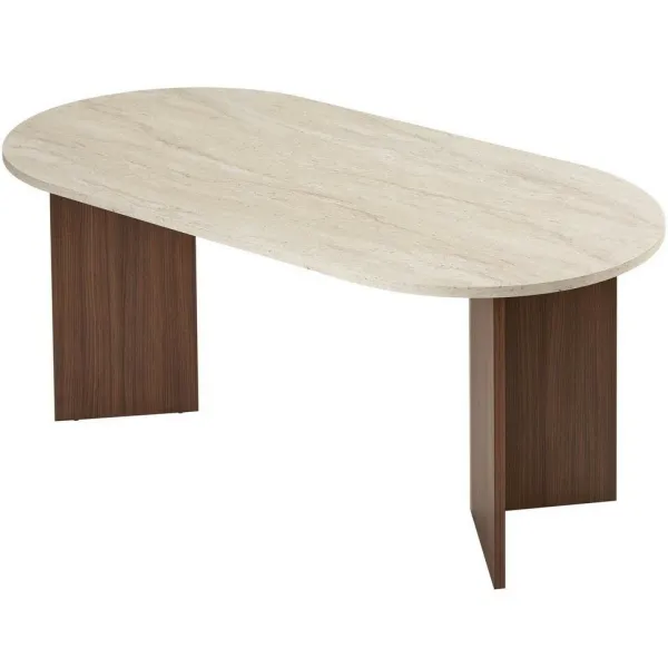 Jedálenský stôl Sablin – Travertine, Milano Walnut