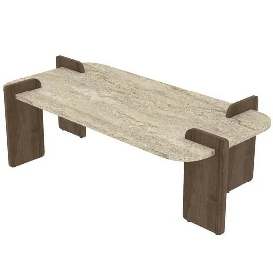 Konferenčný stolík Asha Grand – Travertine, Walnut