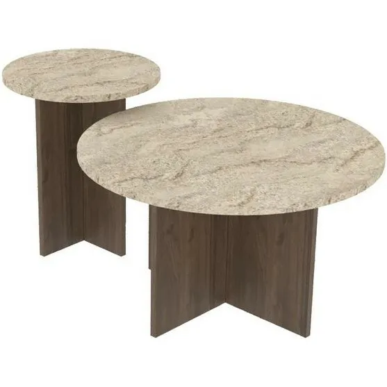 Konferenčný stolík Asha Double – Travertine, Walnut